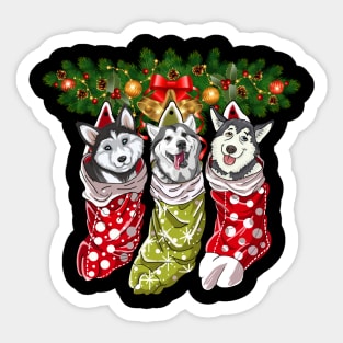 Huskies Socks Christmas Gifts Dogs Lovers Sticker